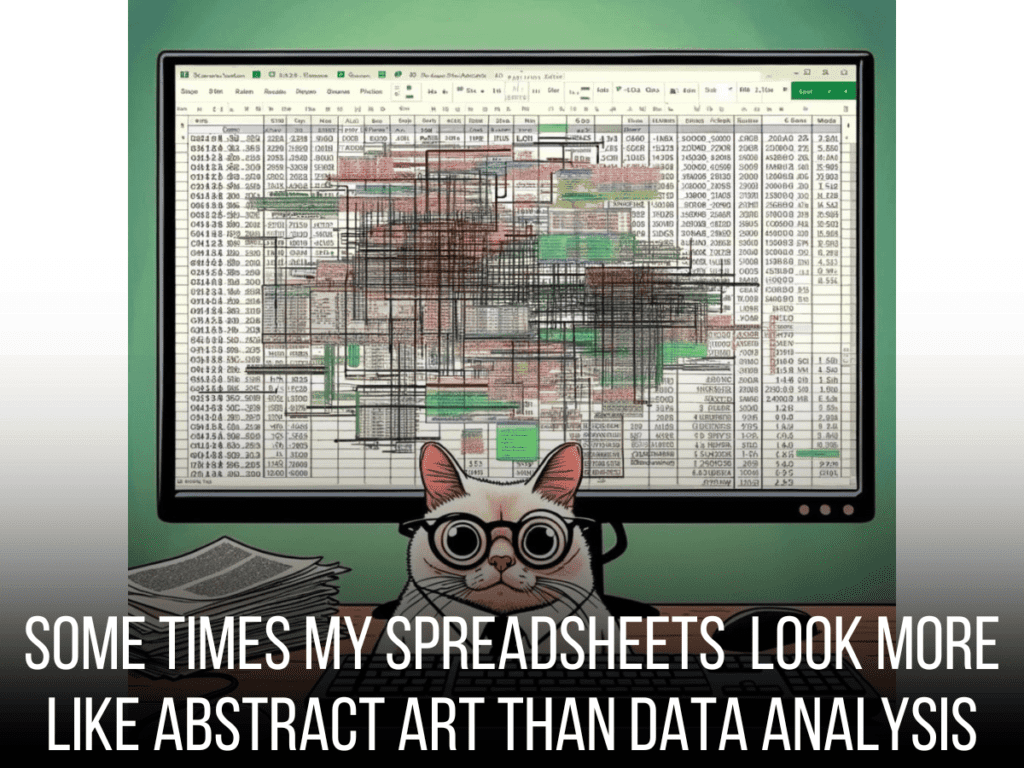 Some times my spreadsheets  look more like abstract art than data analysis

Funny excel joke